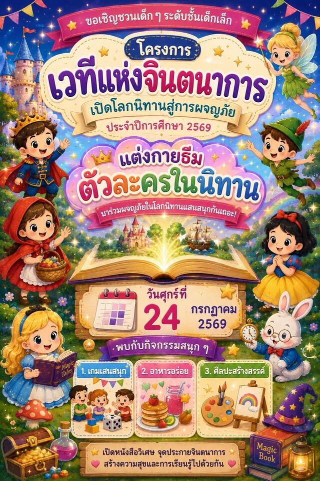 เข้าร่วมกิจกรรมโครงการเวทีแห่งจินตนาการ เปิดโลกนิทานสู่การผจญภัย ประจำปีการศึกษา 2569