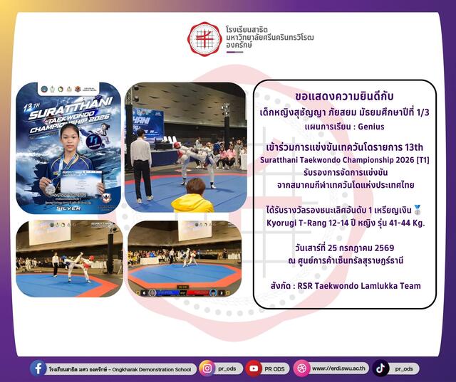 รายการ 13th Suratthani Taekwondo Championship 2026 [T1]